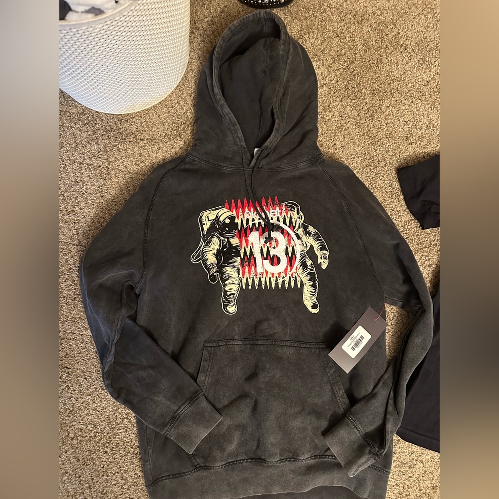 Men's Washed Black Graphic Hoodie
